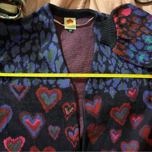 Farm Rio Colorful Heart Patterned Cardigan Medium - Picture 5 of 5